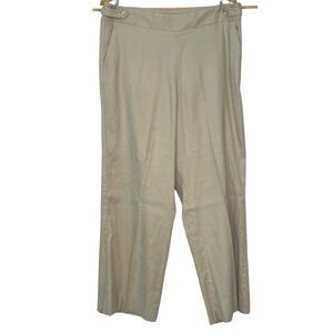 Talbots Petites 16P Wide Leg Pants 28.5" Ins Linen Blend Flat Front Neutral Tan
